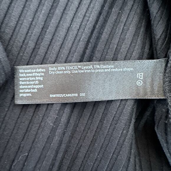 Eileen Fisher Dress Women Medium Black Midi Ribbed Capsule Career Minimalist - Picture 7 of 11